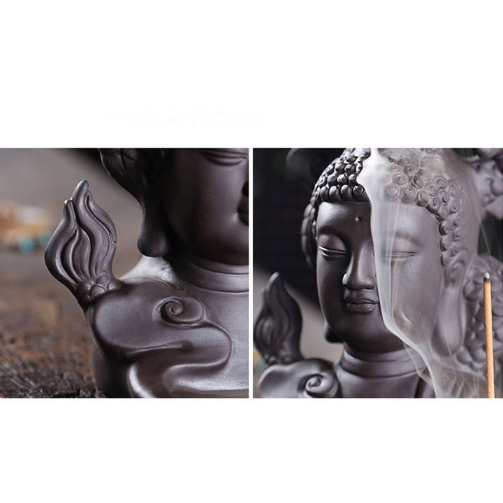 Buddha Stones龍仏 縁起の良い雲 紫粘土 癒しの香炉 装飾