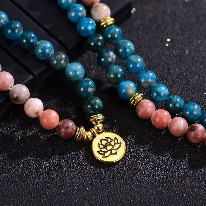 Buddha Stonesラズライト ピカソジャスパー アマゾナイト ロードナイト アパタイト 正蓮の祈りビーズブレスレット