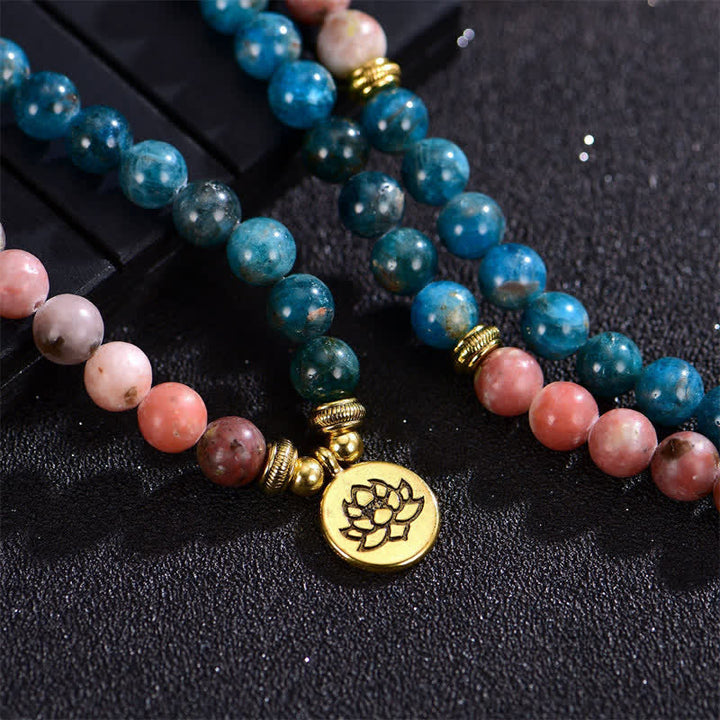 Buddha Stonesラズライト ピカソジャスパー アマゾナイト ロードナイト アパタイト 正蓮の祈りビーズブレスレット