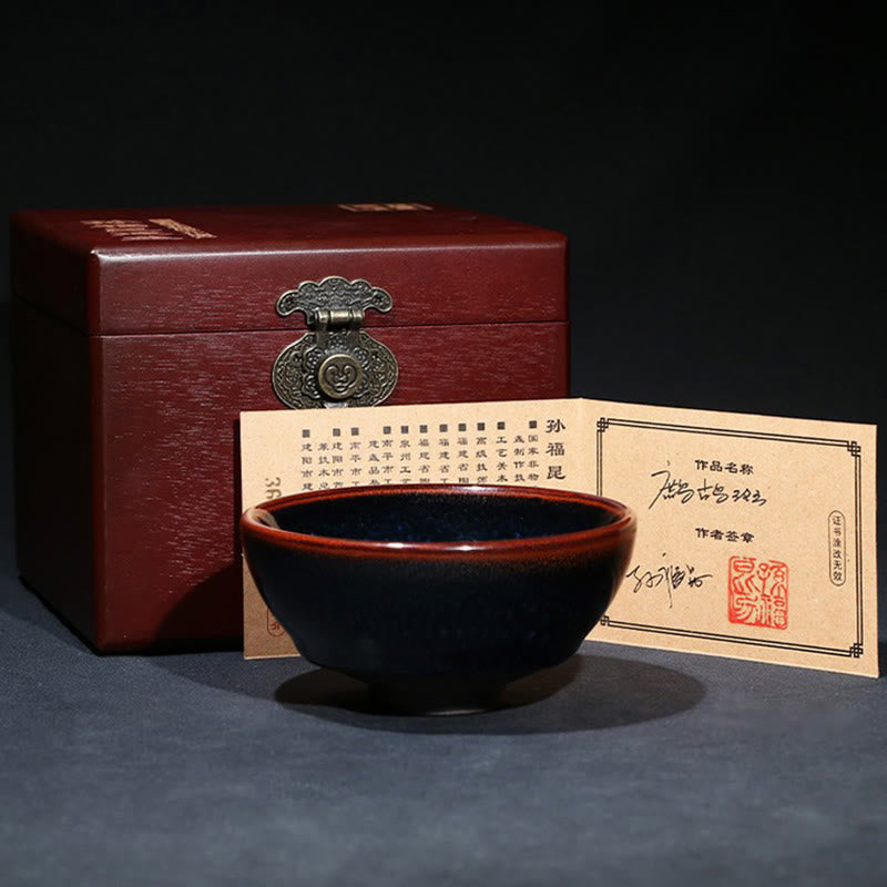 Buddha Stones手作り ブルーフランコリヌス スポット 中国 Jianzhan 陶器 ティーカップ カンフー ティーカップ ボウル