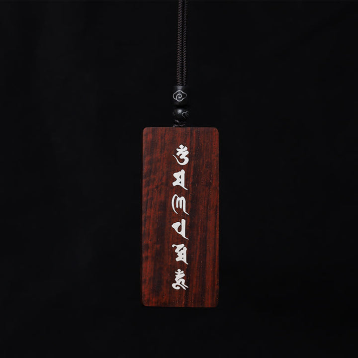 Buddha Stones999 スターリングシルバー小葉紫檀黒檀オーム・マニ・パドメ・フム象嵌 守護ネックレスペンダント - image 7
