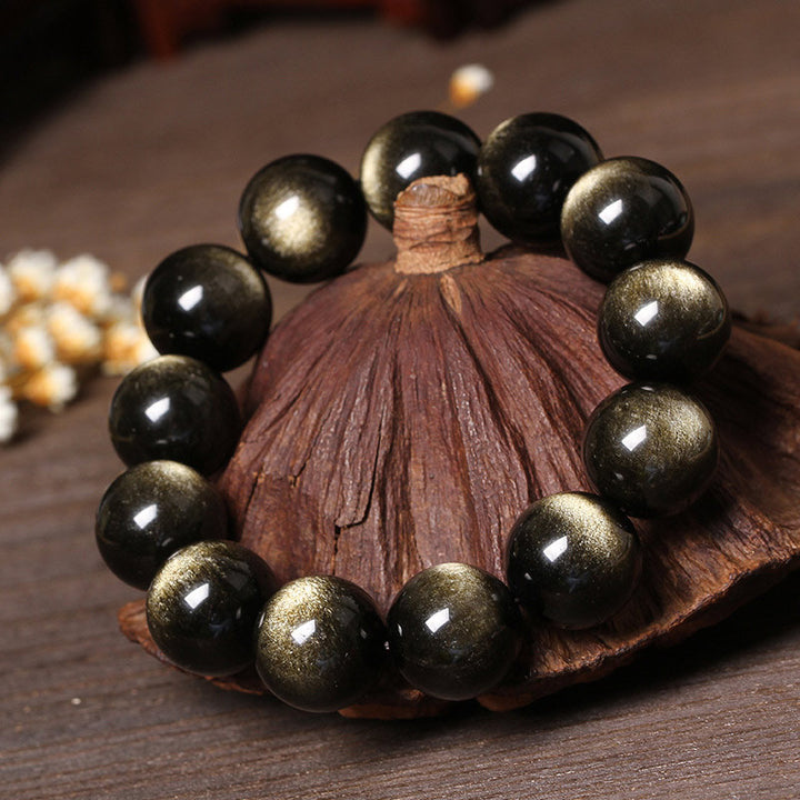 Buddha Stonesチベット黒曜石浄化ブレスレット