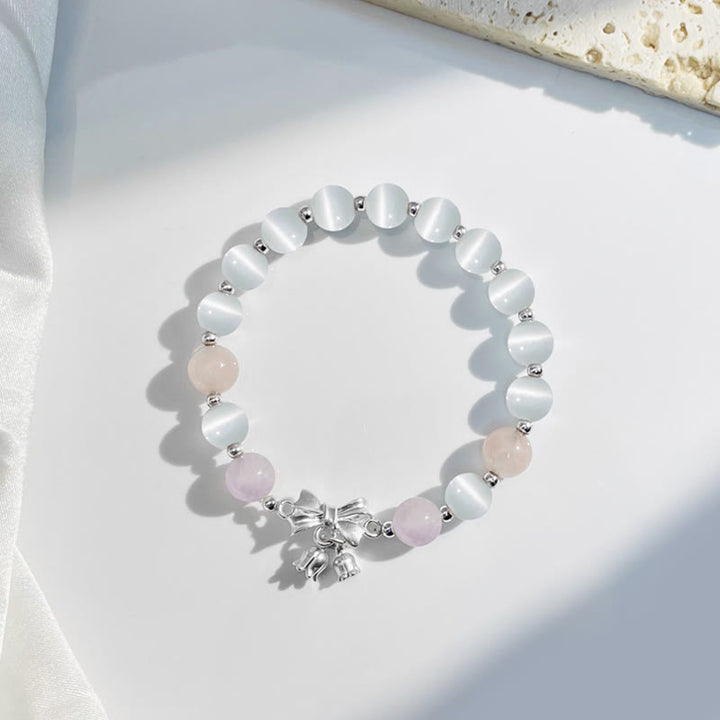 Buddha Stonesキャッツアイ ラベンダー アメジスト ロゼット チャームブレスレット