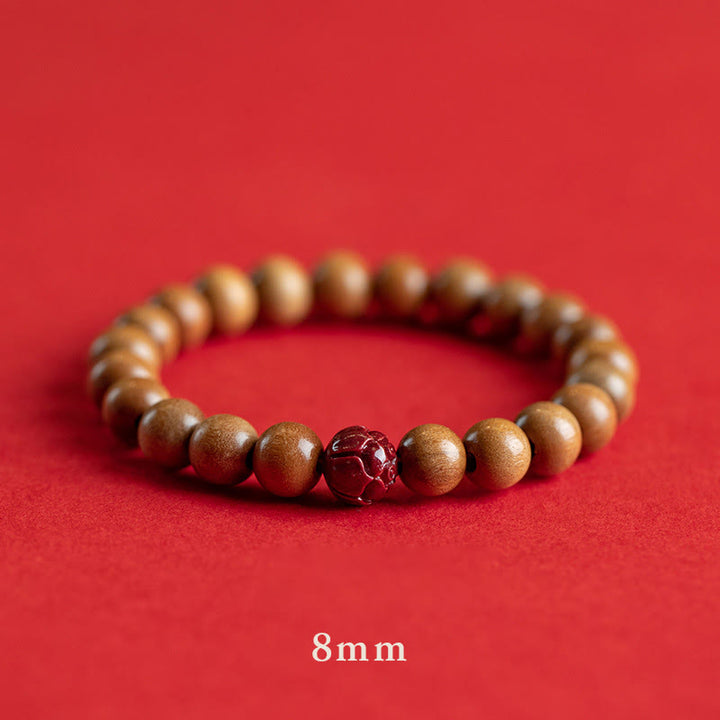 Buddha Stones桃の木 蓮 辰砂 幸運開運財運ブレスレット