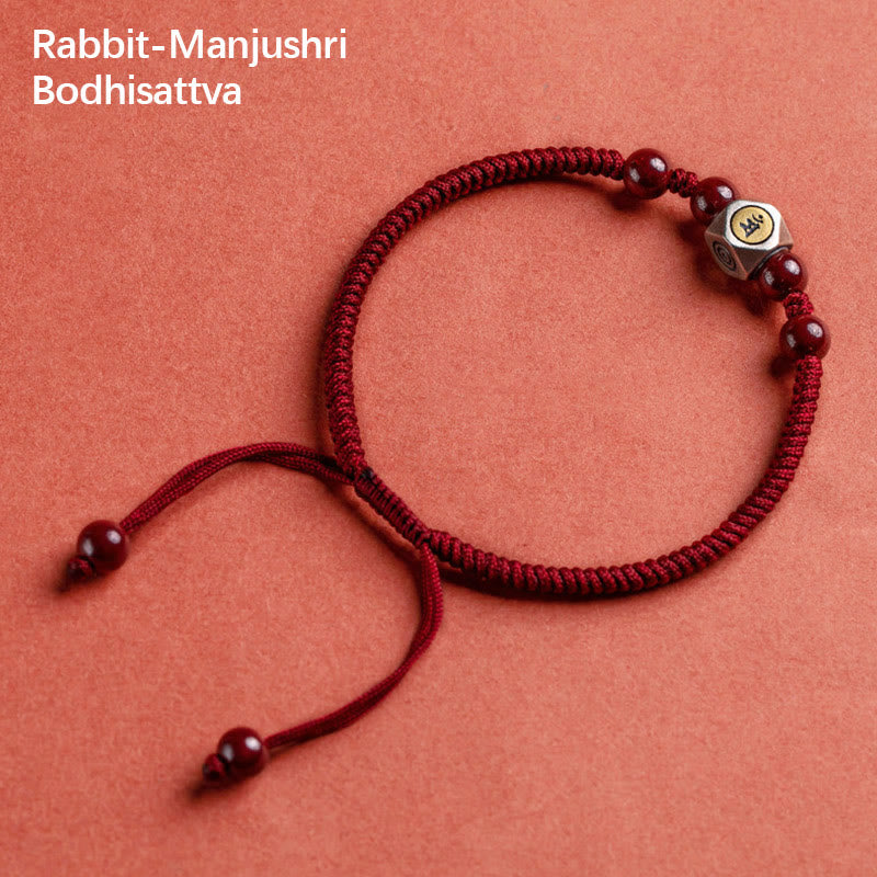 Buddha Stones925スターリングシルバー十二支誕生仏辰砂 カームブレスレット - 兎文殊菩薩 - レッド(手首周り14～18cm) - image 13