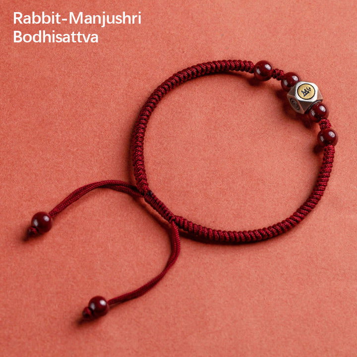 Buddha Stones925スターリングシルバー十二支誕生仏辰砂 カームブレスレット - 兎文殊菩薩 - レッド(手首周り14～18cm) - image 13