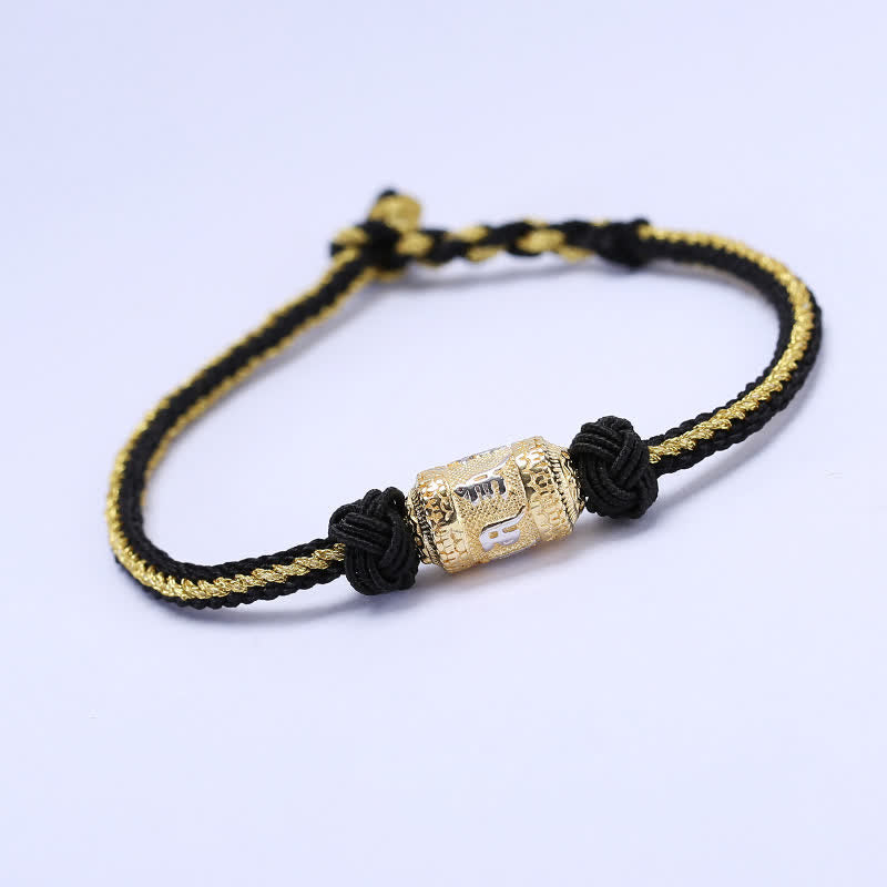 Buddha Stones925 スターリングシルバーオーム・マニ・パドメ・フム祈祷ホイール幸運 強さ赤紐ブレスレット
