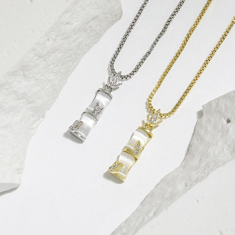 Buddha Stonesカルセドニー竹模様ハーモニーネックレスペンダント