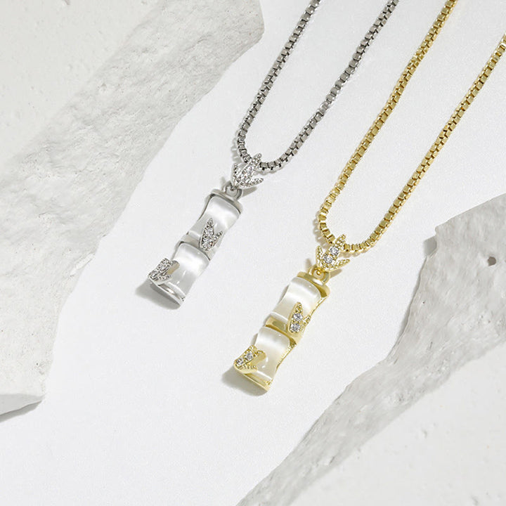 Buddha Stonesカルセドニー竹模様ハーモニーネックレスペンダント