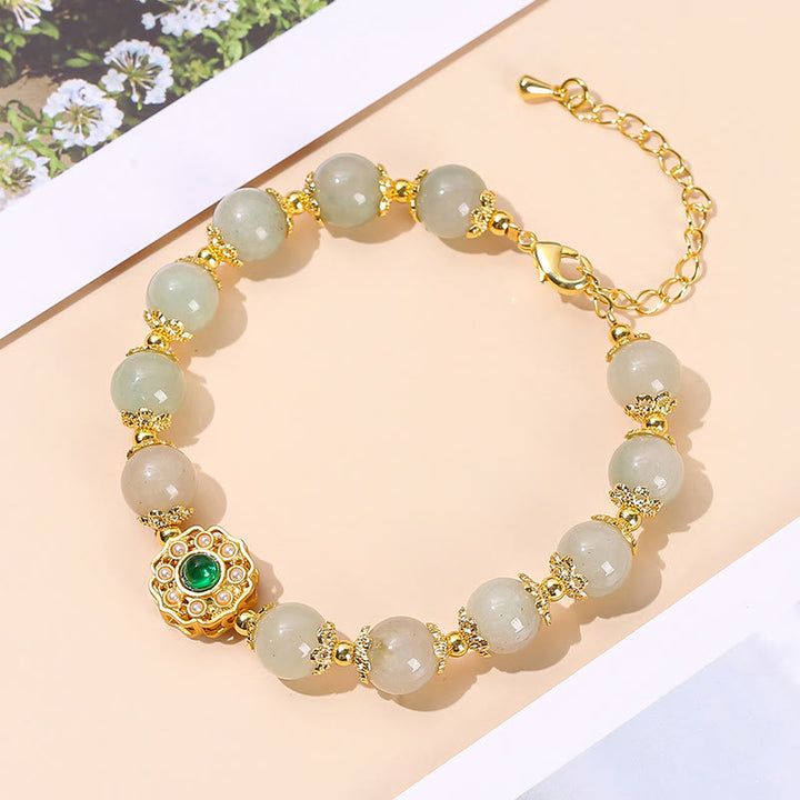 Buddha Stones天然翡翠繁栄ビーズチェーンブレスレット