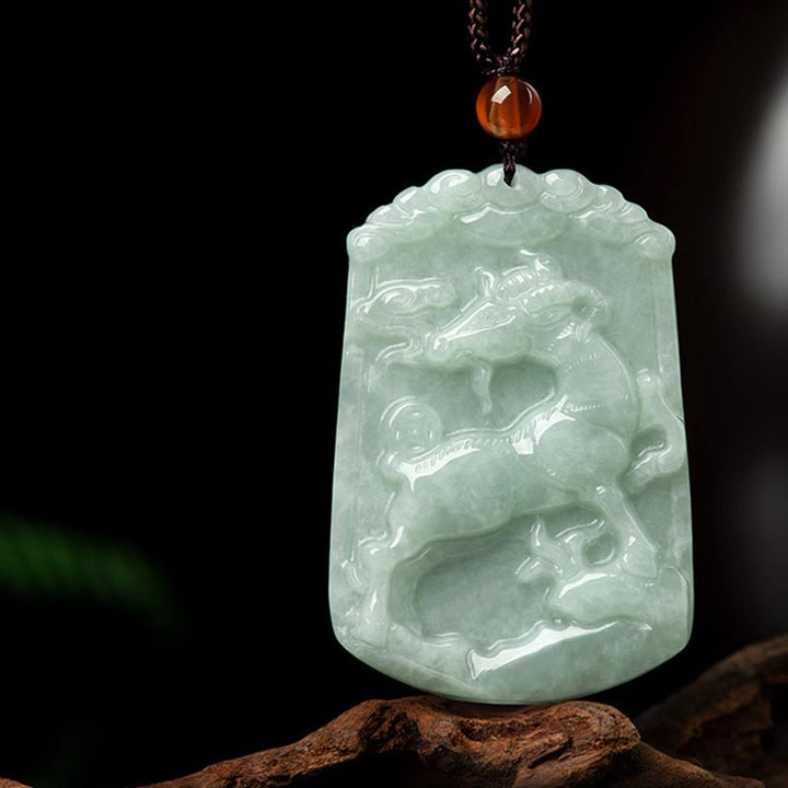 Buddha Stones天然翡翠12星座の豊穣のお守りペンダントネックレス