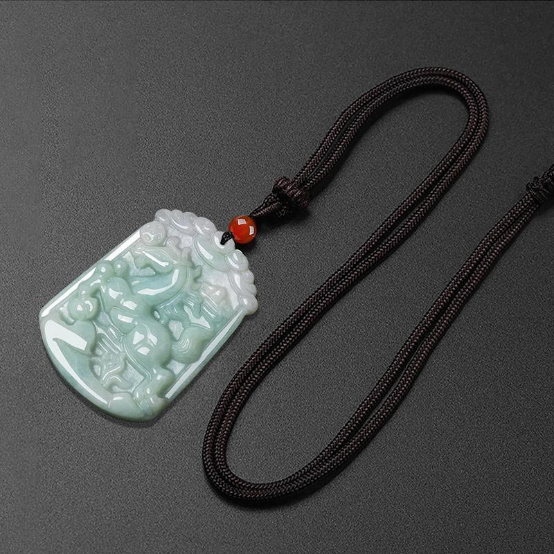 Buddha Stones天然翡翠12星座の豊穣のお守りペンダントネックレス