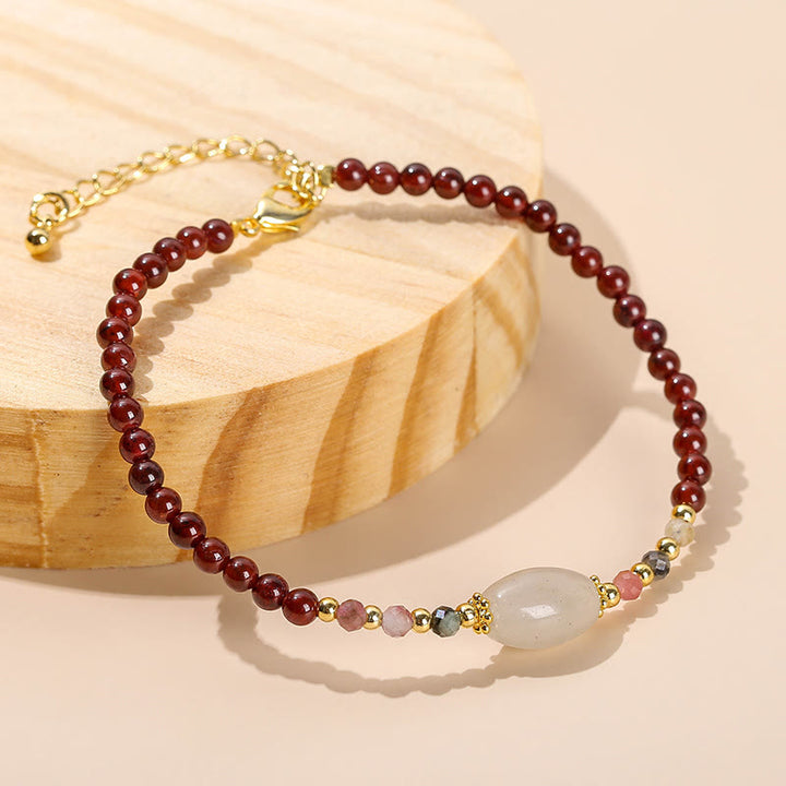 Buddha Stonesガーネット翡翠トルマリンビーズパッションブレスレット