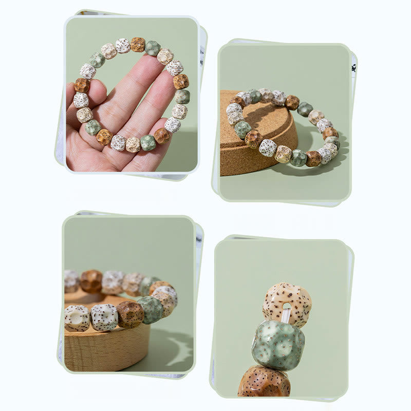 Buddha Stones天然 カラフル 菩提樹 縁起 富のブレスレット