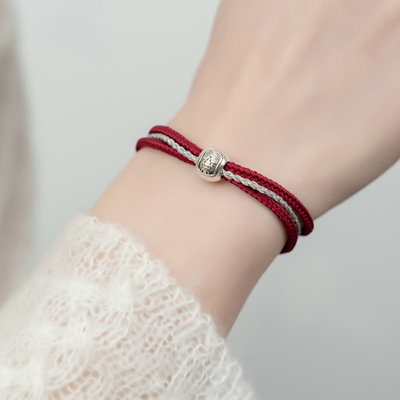 Buddha Stones925 スターリングシルバー チベット ザキラム 富と幸運の女神 ロープブレスレット