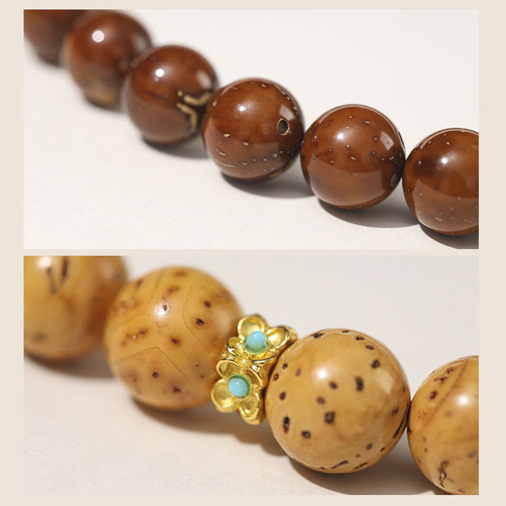 Buddha Stonesチベット天然紫金鼠菩提樹の富ダブルラップブレスレット