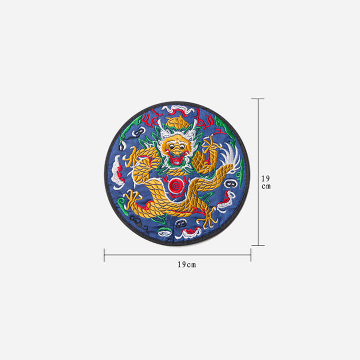 Buddha Stones龍刺繍カップマットパッドティーカップコースターカンフーティーマット