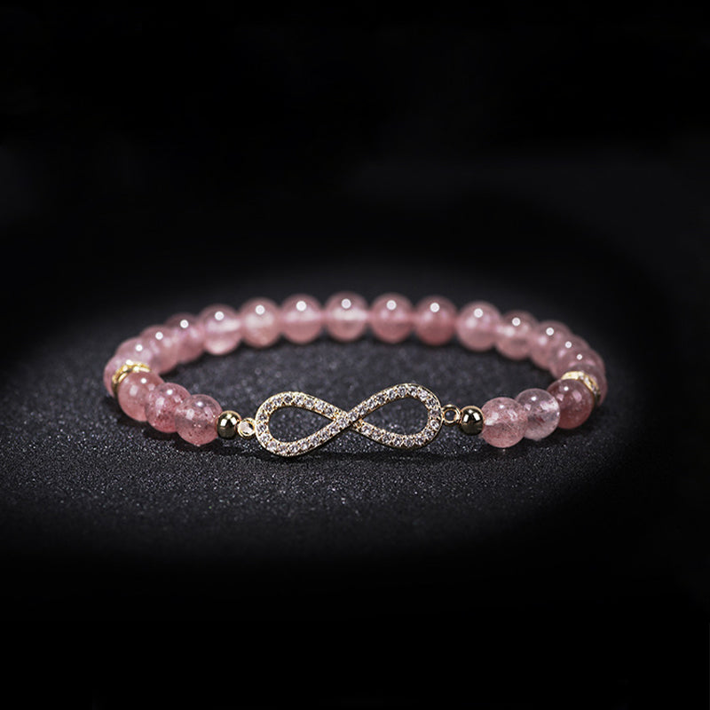 Buddha Stonesナチュラルストロベリークォーツ ポジティブヒーリングブレスレット
