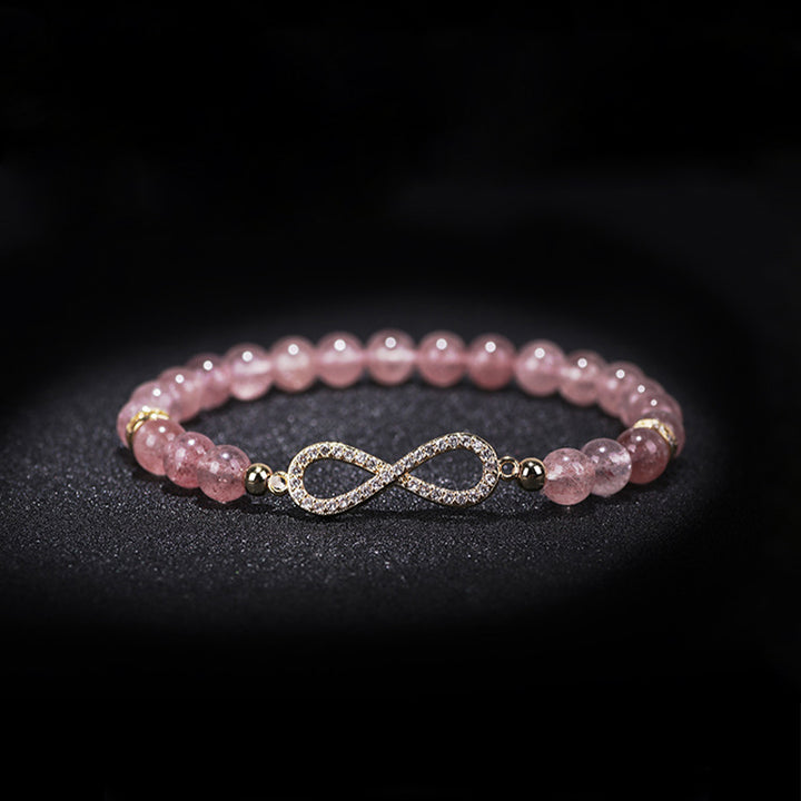 Buddha Stonesナチュラルストロベリークォーツ ポジティブヒーリングブレスレット
