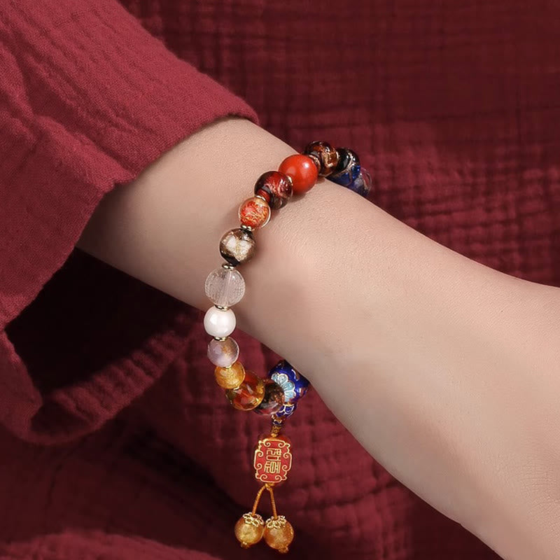 Buddha Stonesチベット カラフル 香灰 リュウリ ガラスビーズOm Mani Padme Humドルジェヴァジュラ 18ビーズ リストMala