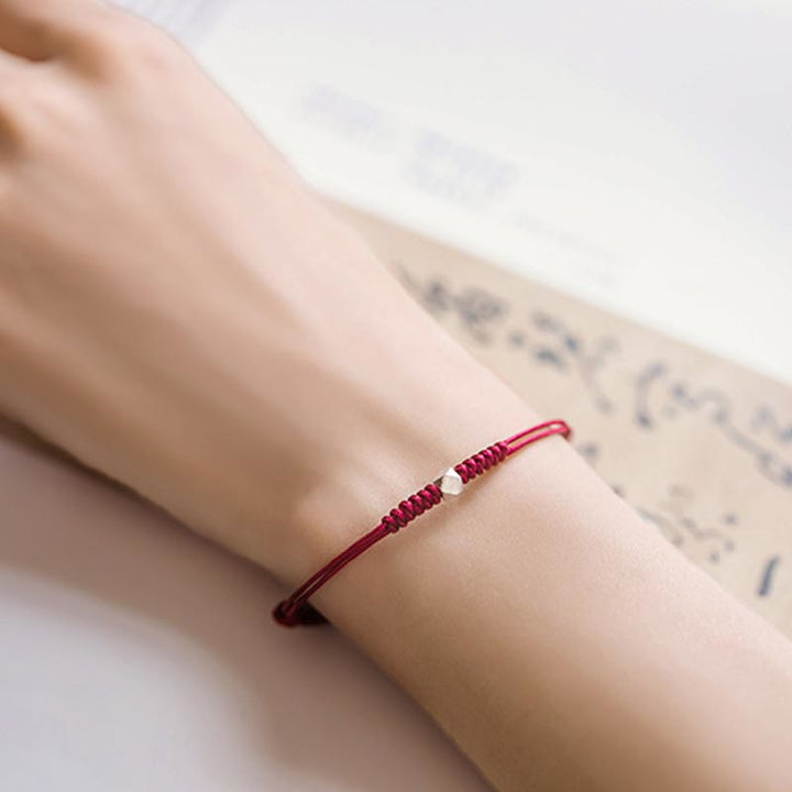 Buddha Stones925スターリングシルバー 幸運のビーズ 守護 レッドストリング 編み込みブレスレット