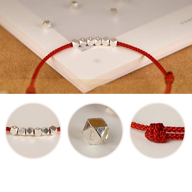 Buddha Stones925 スターリングシルバー レッドストリング ブレイドブレスレット アンクレット
