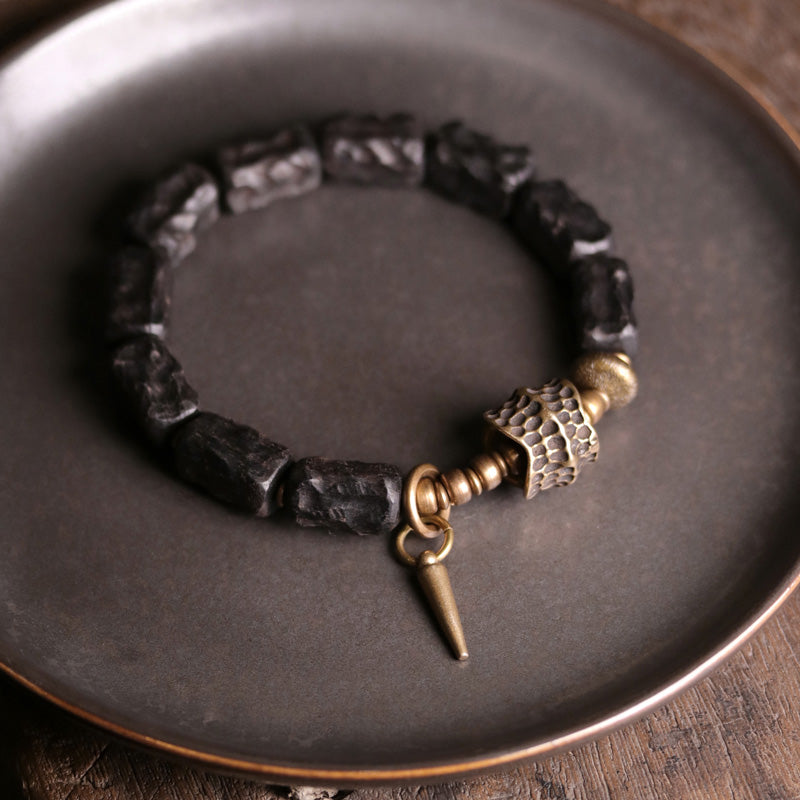 Buddha Stones黒檀 銅 バランス 守護 カップル ブレスレット