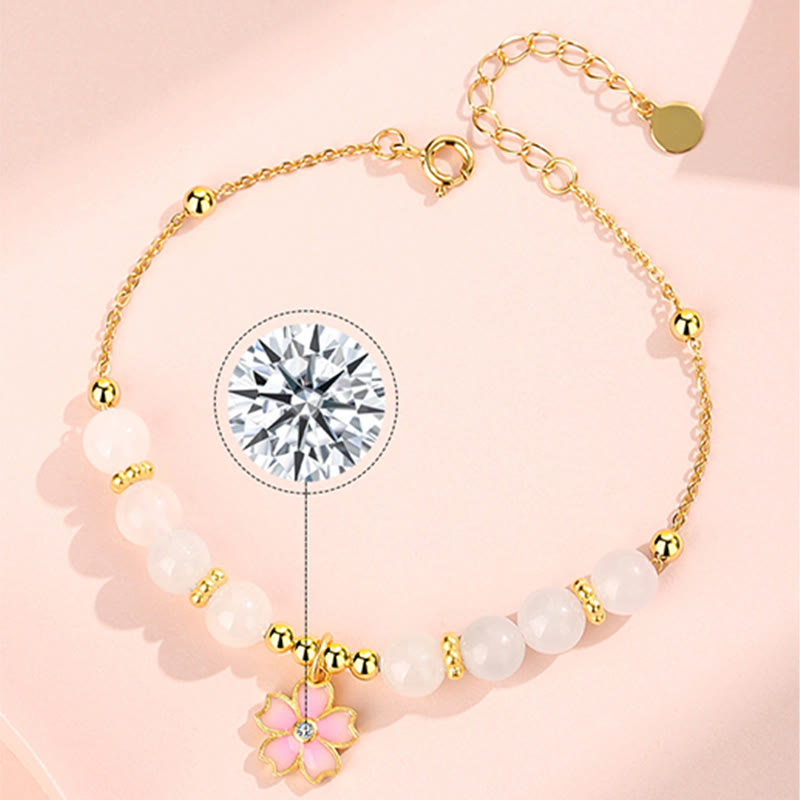 Buddha Stones 925スターリングシルバー 和田産白翡翠 桜守護ブレスレット - image 9