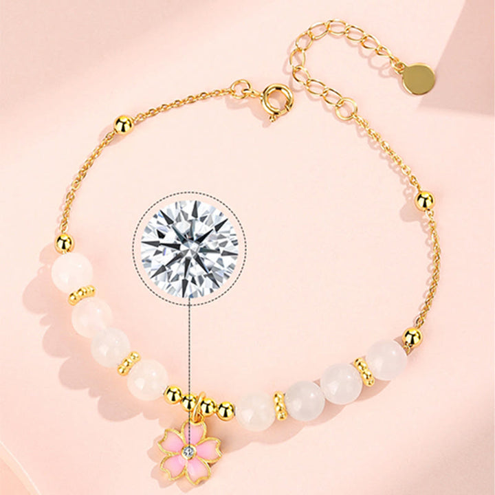 Buddha Stones 925スターリングシルバー 和田産白翡翠 桜守護ブレスレット - image 9