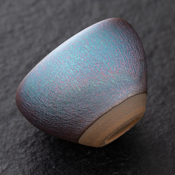 Buddha Stonesヴィンテージ 紫 レインボー 中国 Jianzhan 窯 磁器 ティーカップ カンフー ティーカップ