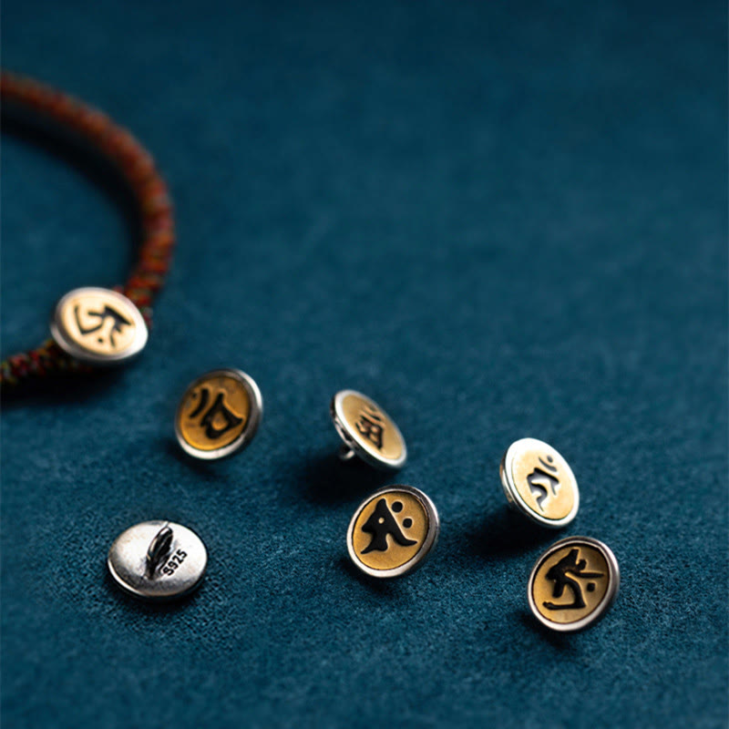 Buddha Stonesハンドメイド 925 スターリングシルバー十二支誕生仏守護 カラフル ロープブレスレット