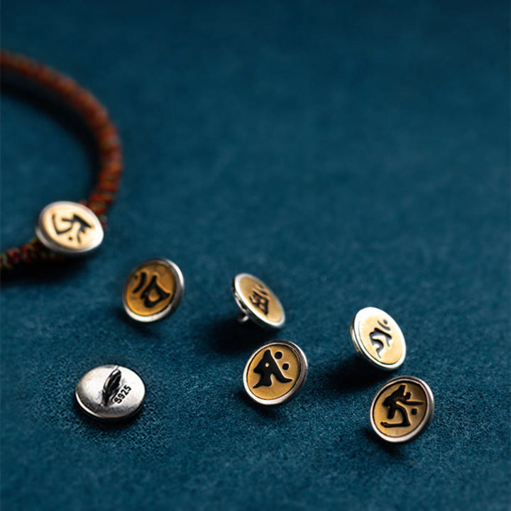 Buddha Stonesハンドメイド 925 スターリングシルバー十二支誕生仏守護 カラフル ロープブレスレット
