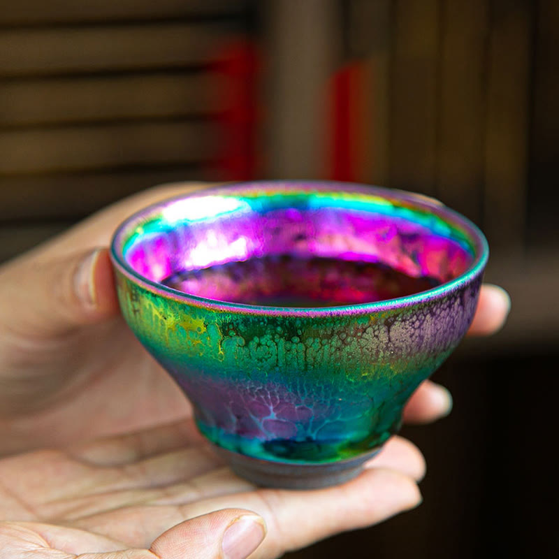 Buddha Stones手作り妖精レインボー中国Jianzhan陶器ティーカップ天目カンフーティーカップ