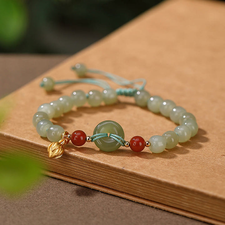 Buddha Stones 925スターリングシルバー 天然和田翡翠 平和バックル 赤瑪瑙 幸運ブレスレット