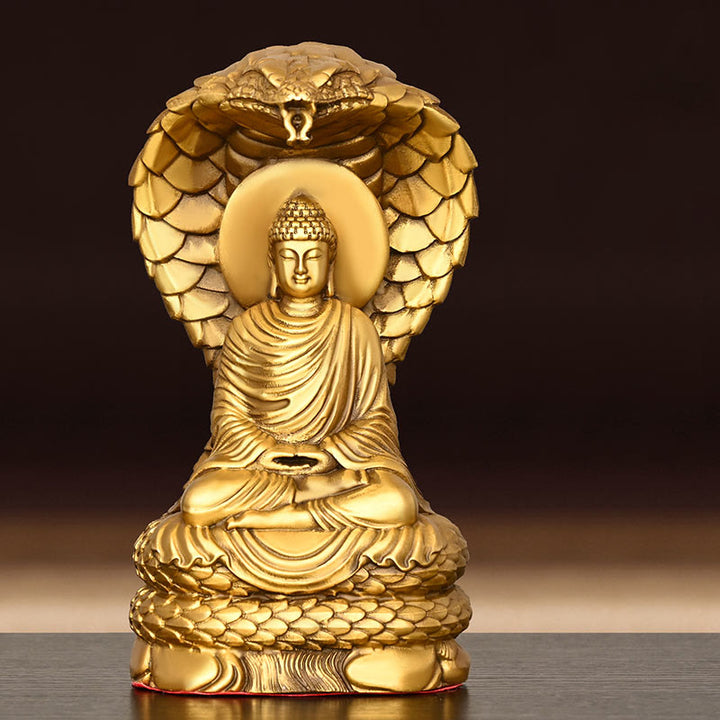 Buddha Stones釈迦牟尼仏 蛇の置物 静寂の銅像 家へのお供え物 装飾 - image 4