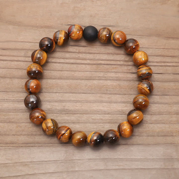 Buddha Stones108ビーズMalaタイガーアイ プロテクション タッセルブレスレット
