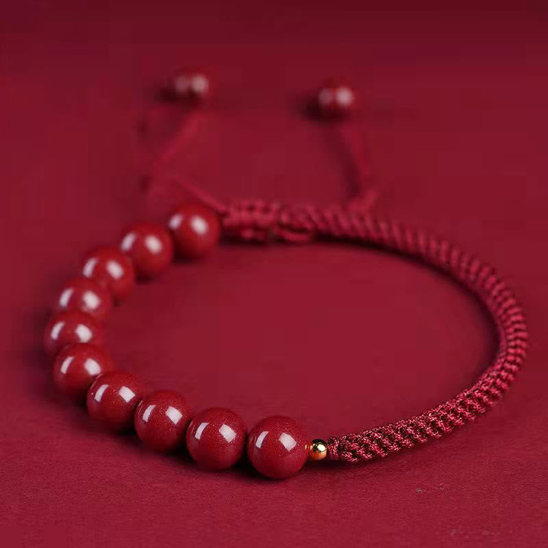 Buddha Stones天然辰砂キングコングノット祝福ストリングブレスレット