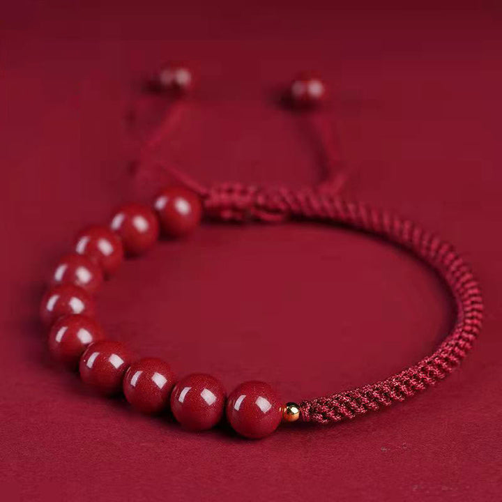 Buddha Stones天然辰砂キングコングノット祝福ストリングブレスレット