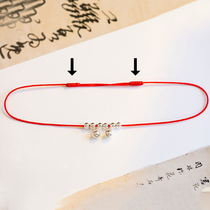 Buddha Stones925 スターリングシルバー レッドストリング ブレイド ベル チャーム アンクレット