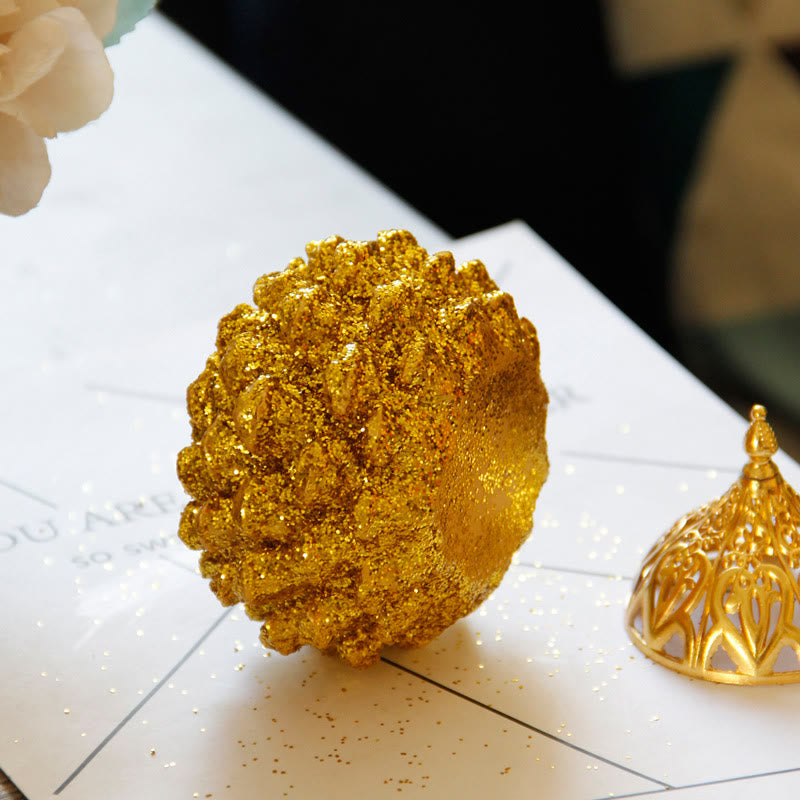 ゴールドの松ぼっくり模様のスピリチュアルな儀式用ミニ香炉 家庭用卓上装飾