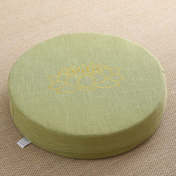Buddha Stonesと蓮の刺繍入りコットンリネン瞑想用シートクッション