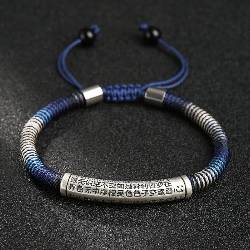 Buddha Stones999スターリングシルバー 般若心経 カームハンドメイド編み込みブレスレット