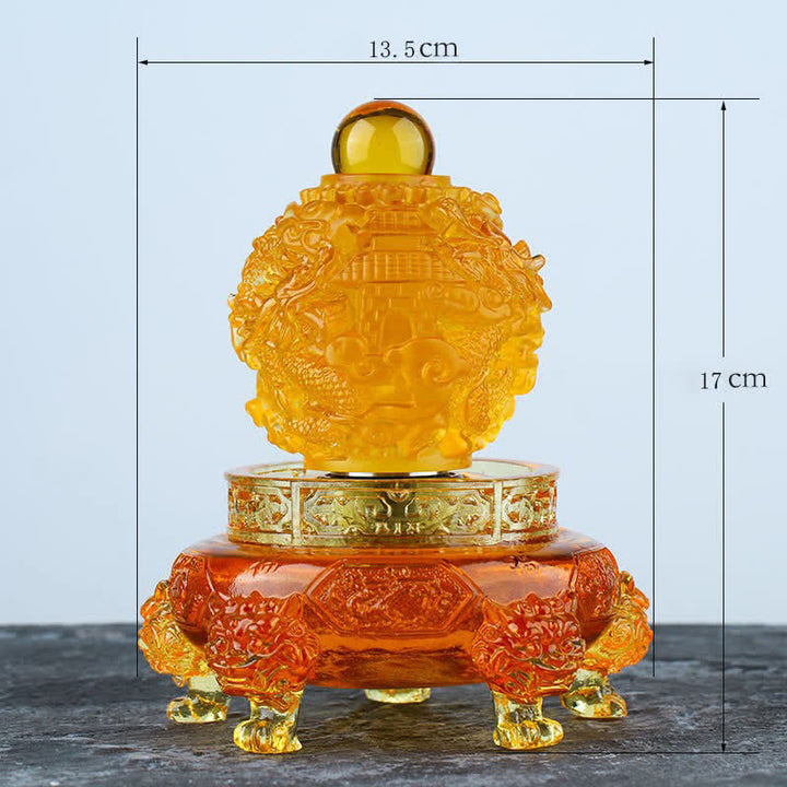 Buddha Stones風水 縁起の良い龍 手作り 琉璃水晶 回転式 アートピース 幸運 家庭 オフィス 装飾