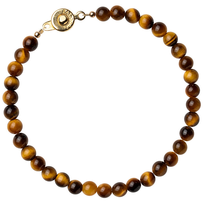 Buddha Stones14Kゴールドメッキ 天然タイガーアイストーン 勇気の守護ブレスレット