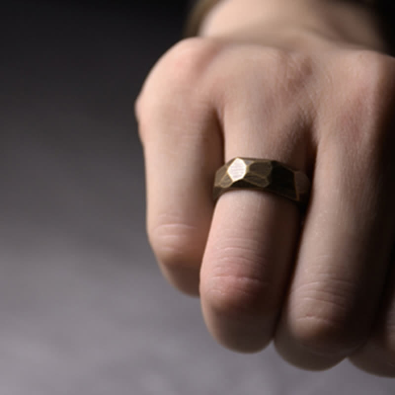 Buddha Stonesチベットのシンプルなデザインの銅製富の指輪 - image 11