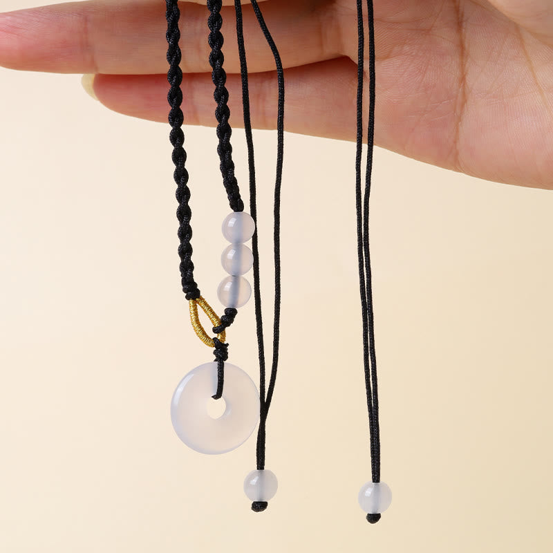 Buddha Stonesストロベリークォーツ カルセドニー ピースバックル ヒーリングネックレス ペンダント