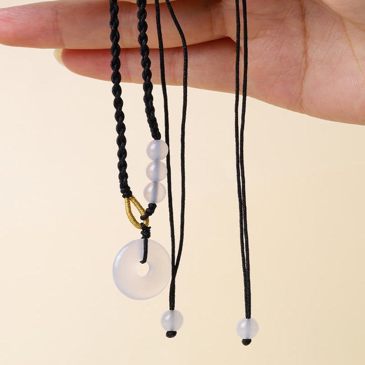 Buddha Stonesストロベリークォーツ カルセドニー ピースバックル ヒーリングネックレス ペンダント