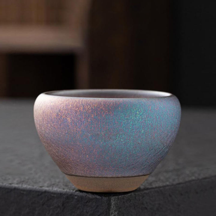 Buddha Stonesヴィンテージ 紫 レインボー 中国 Jianzhan 窯 磁器 ティーカップ カンフー ティーカップ
