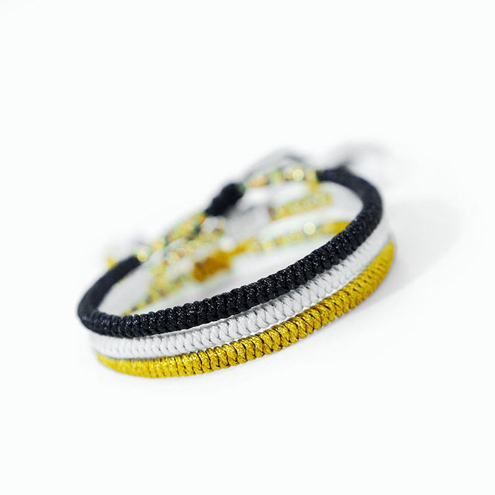 Buddha Stones3個入り チベット ハンドメイド マルチカラー キングコングノット お守りブレスレット