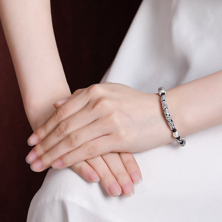 Buddha Stonesチベット ハンドメイド 銅製 999 スターリングシルバー 縁起の良い雲 富の紐ブレスレット